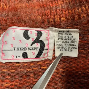 Vintage Knit Wool Blend Open Front Longline‎ Cardigan Sweater Orange Medium Cozy thumbnail 7