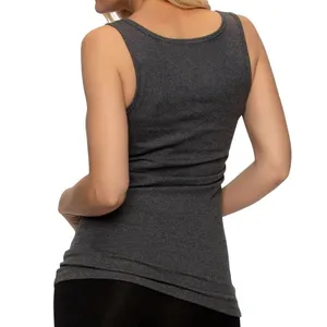 Felina Cotton Ribbed Tank Top in Heather Charcoal, Size S thumbnail 2