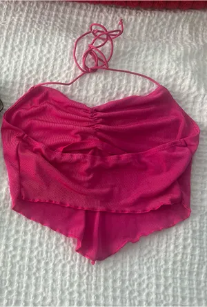 SheIn pink strapless going out top thumbnail 2