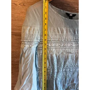 Frye top blouse size Large light green boho country lace thumbnail 3