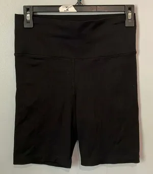 Athleta High Rise Ribbed Biker Shorts Black Size Medium Activewear #800 thumbnail 1
