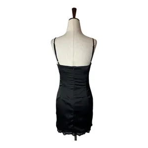 Princess Polly Dress Women 2 Black‎ Satin Lace Trim Slip Mini Sexy Whimsigoth thumbnail 3