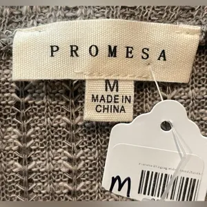 Prómesa Knit Top Brown Zigzag Embroidered Tassel Hem Boho Women Medium thumbnail 8