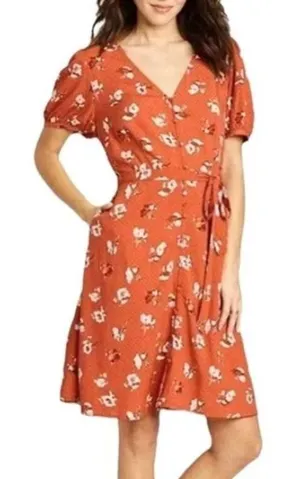 Universal Threads NWT Women's Plus Size‎ XXL Orange Floral Full Button Dress thumbnail 1