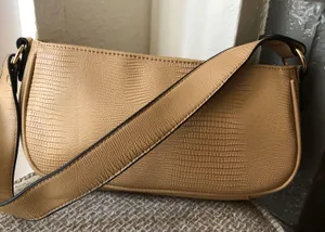 Beige tan camel woven baguette shoulder handbag purse thumbnail 1