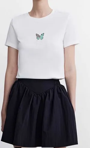 Urban Outfitters Urban Revivo White Butterfly T-shirt size S thumbnail 1