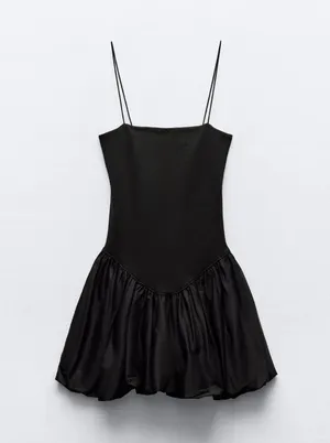 ZARA Women Mixed Rib Poplin Balloon Dress thumbnail 6