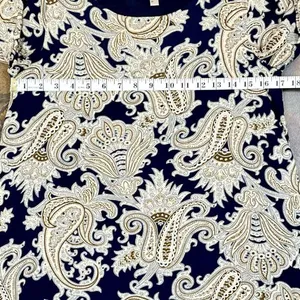 Entro Women’s Paisley Crewneck Long Sleeve Fringe Dress Small thumbnail 9