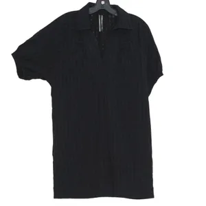 Anthropologie Mini Dress Lined Puff Sleeve Short Sleeve Minimalist Black XXS thumbnail 2