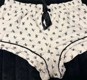 Victoria's Secret White Pajama Shorts with Black Trim and Bow thumbnail 1