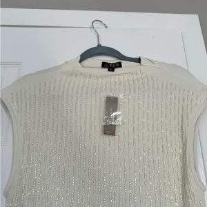 JCrew Cream Beaded Sequin Top Blouse Holidays New Years NWT thumbnail 2