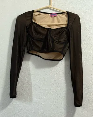 Edikted Megan Bodice Crop Top sheer sexy M thumbnail 1