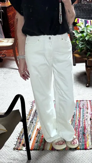 H&M White High-Rise Wide-Leg Jeans thumbnail 1