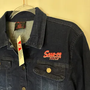 Snap-On Tools Dark Wash Denim Jean Jacket Button Front NWT Womens Large thumbnail 2