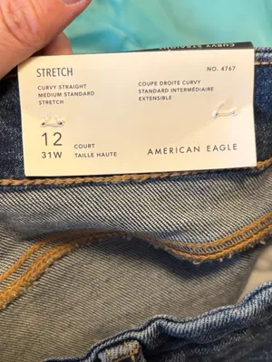 NWT American Eagle Curvy Straight Stretch jeans sz 12 Short thumbnail 3