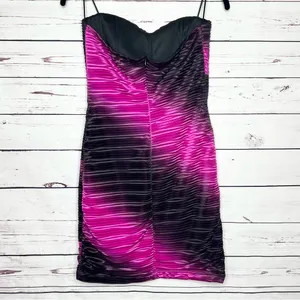 Bailey Blue Strapless Black & Pink Textured Mini Dress Size Medium thumbnail 8