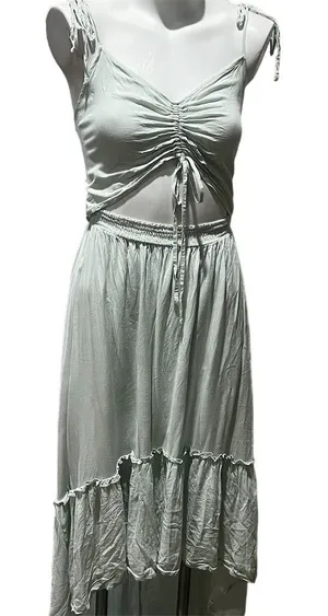 Birch and Stone Sage Green High-Low Maxi Dress w/ Front Cut-Out Size M thumbnail 1