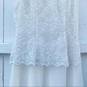 Poly USA Maxi Dress Large‎ White Embroidered Sequin Cap Sleeve Formal Gown 2308 thumbnail 3