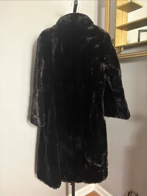 Grandella VINTAGE Size 14 Brown Black Faux Fur Long Coat thumbnail 2