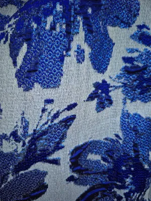 NWT Adrianna Papell Aidan Mattox Blue Floral Jacquard Gown Size 10 thumbnail 8