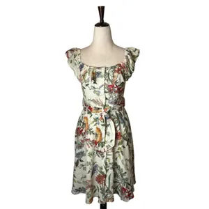 Zara Floral Off The Shoulder Dress Women Small Ivory Floral‎ Ruffle Boho Cottage thumbnail 2
