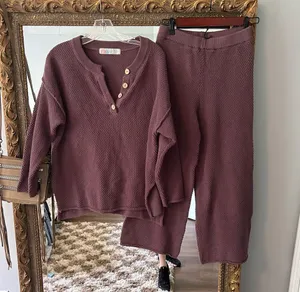 FP BEACH HAILEE SWEATER SET HENLEY PULLOVER & WIDE LEG PANT purple Maeve thumbnail 4