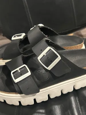 Papillio black sandals with cream platform sole Size 10 thumbnail 8