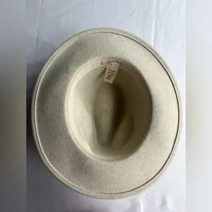 Free People Wythe in French Vanilla Leather Band Boho Festival 100% Wool Hat thumbnail 4