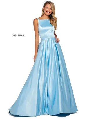 Sherri Hill 53316 Light Blue Mikado A-Line Gown Size 8 NWT $550 thumbnail 1