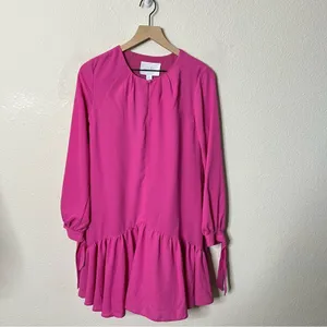 Anthropologie Mare Mare Hot Pink Ling Sleeve Tunic‎ Dress Dropped Waist Size XS thumbnail 2