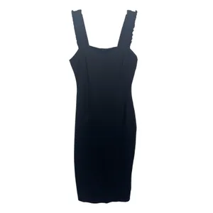 Lulus Persuasion Black Ruffled Bodycon Midi Dress Small Square Neck LBD thumbnail 2