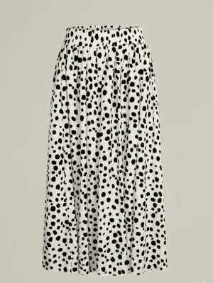 Dalmatian Polka Dot Pleated Midi Skirt – Size XS – Bohemian Style: Summer. thumbnail 3