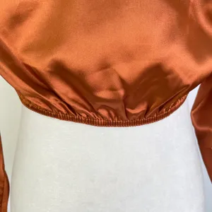 Pretty Little Thing New Satin Cowl Neck Long Sleeve Crop Top Rust Size 6 thumbnail 14