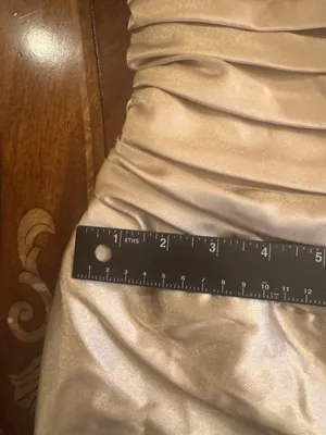 Jessica McClintock Gold Sleeveless Evening Gown Dress Size 4 Ruched Wedding thumbnail 7