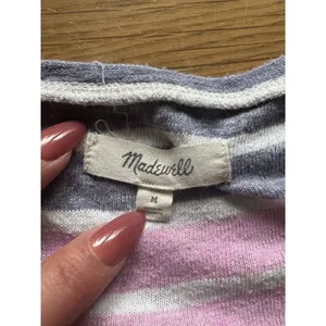 Madewell Medium T Shirt Striped Crop Top Soft V Neck Cap Sleeve Boho Boxy Hippie thumbnail 3