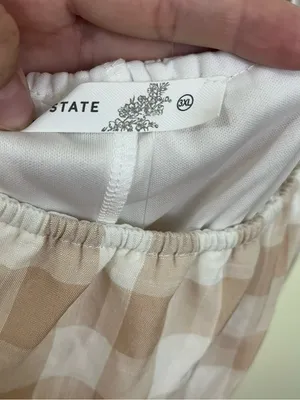 NEW FLAWED Altar’d State Tan and White Gingham Maxi Dress Size 3XL NWT thumbnail 7