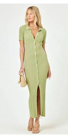 L*SPACE Undertow Dress in Light Olive Size Large thumbnail 1