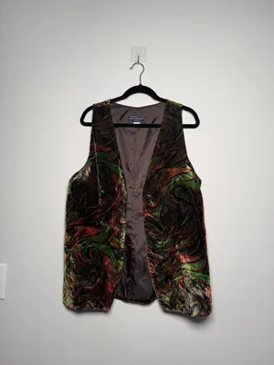 Velvet MultiColor Long Vest Vintage 90s thumbnail 7