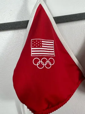 SKIMS‎ Team USA Olympic Signature Swim Triangle Bikini Top Red M Paris 2024 thumbnail 4