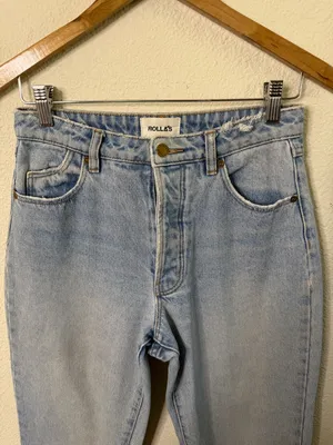 Rollas Classic Straight High Rise Jeans Light‎ Medium Wash Womens Size 27 thumbnail 3