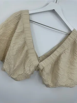 Aerie Boho Pool To Party Flutter Sleeve Crop Top Size XL Whimsical thumbnail 6
