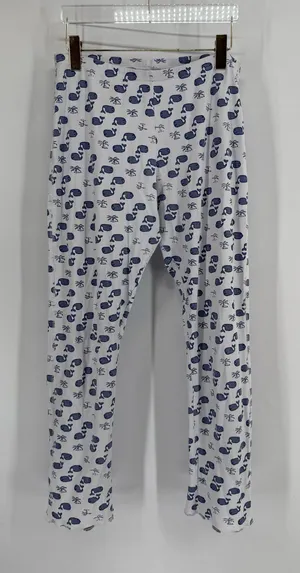 Roller Rabbit Pajama Pants Womens M White Whale Print Pima Cotton Pull On Lounge thumbnail 1