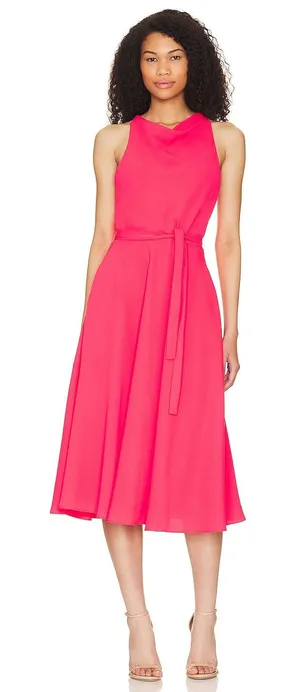 Amanda Uprichard Elondra Electric Rogue Pink Minimalist Tea Party Midi Dress S thumbnail 1