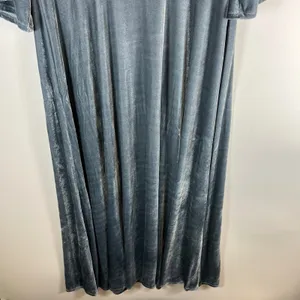 Soft Surroundings Velvet‎ Wrap Maxi Dress Slate Blue Bell Sleeve Size L boho thumbnail 8