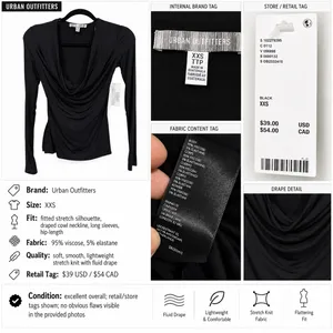 654 Urban Outfitters Black Cowl Neck Top XXS NWT thumbnail 13