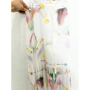 Free People Sounds Of Spring Maxi Dress Size 6 Ivory Watercolor Bib Overall thumbnail 8