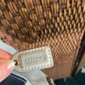 Vintage Coach Suede Light Blue & Navy Crossbody Purse thumbnail 3