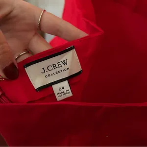 J.Crew Collection Side-Ruched Dress Stretch Linen-Viscose Blend Red Plus Size 24 thumbnail 5