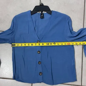 Cuidado‎ Con El Perro Women Blue Button Down Blouse Size S. thumbnail 7
