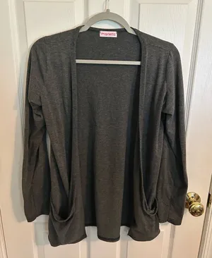 Marietta Dark Gray Open-Front Cardigan Sweater thumbnail 1